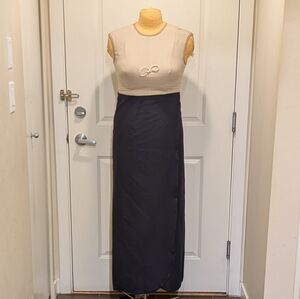 NWOT Beckwoman M Navy Blue 100% Cotton Fully Lined Maxi Wrap Skirt